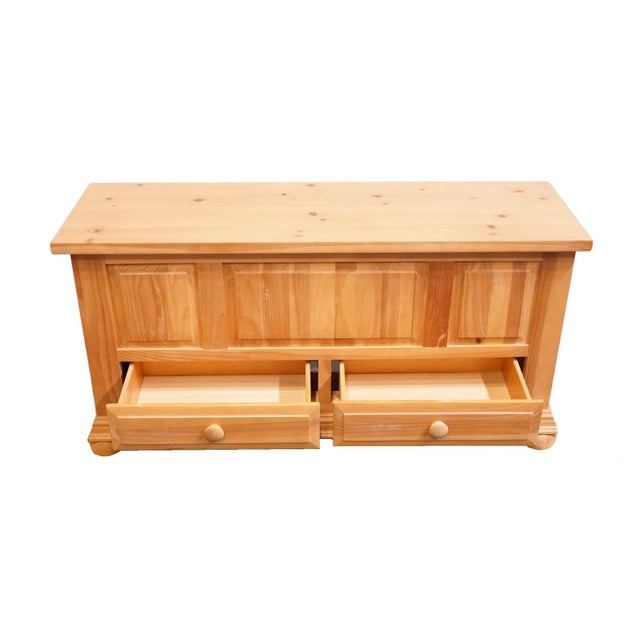 Tan Broyhill Furniture Fontana Collection Solid Pine 28" Blanket Hope Chest W. Drawers For Sale - Image 8 of 14