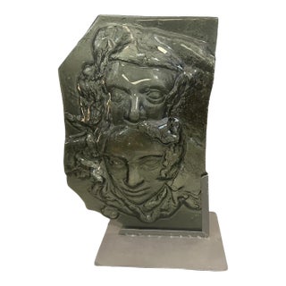 1980s Abstract Grey Murano Glass Sculpture by La Fucina Degli Angeli For Sale