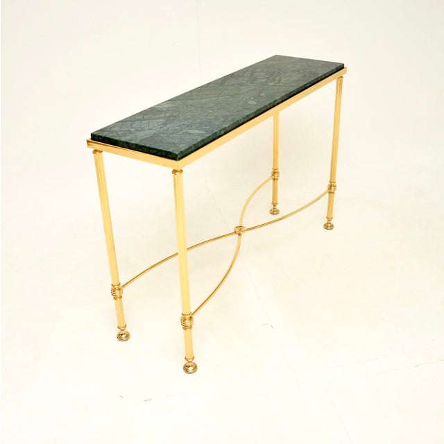 Vintage French Brass and Marble Console Table, 1970s For Sale - Image 4 of 12
