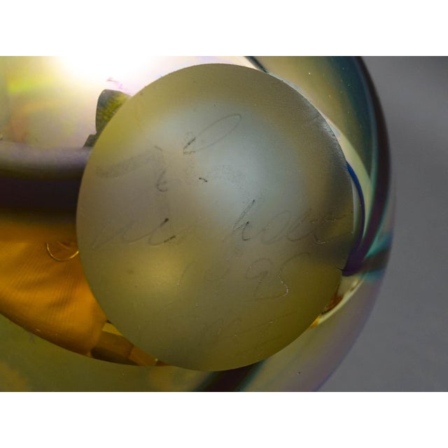 Gold 1995 Robert Eickholt Iridescent Gold Aurene Art Glass Sea Anemone Flower Vase For Sale - Image 8 of 9
