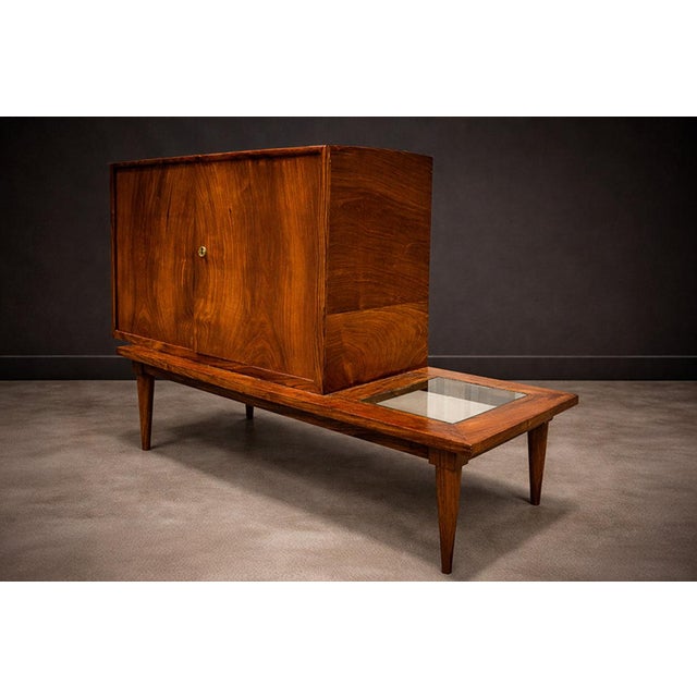 Mid-Century Modern Bar with Side Table in Hardwood & Glass, Branco e Preto, 1950s - Lot 383A For Sale - Image 3 of 14
