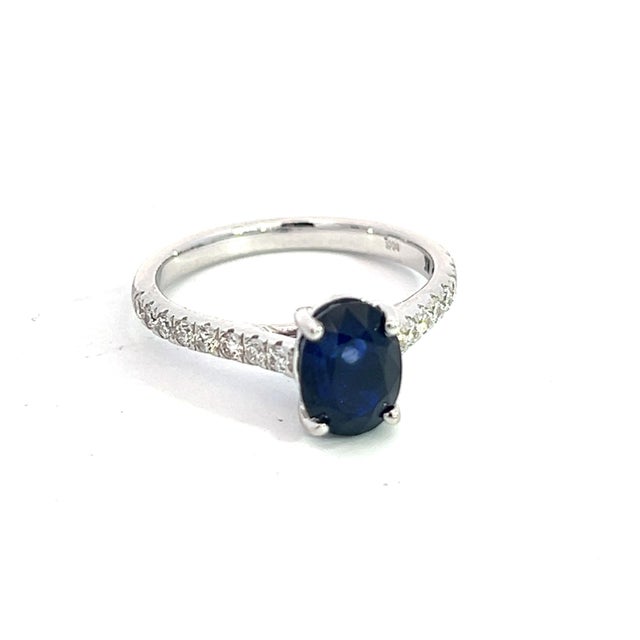 Natural Sapphire Diamond Ring 6.5 14k W Gold 2.35 TCW Certified For Sale In New York - Image 6 of 13