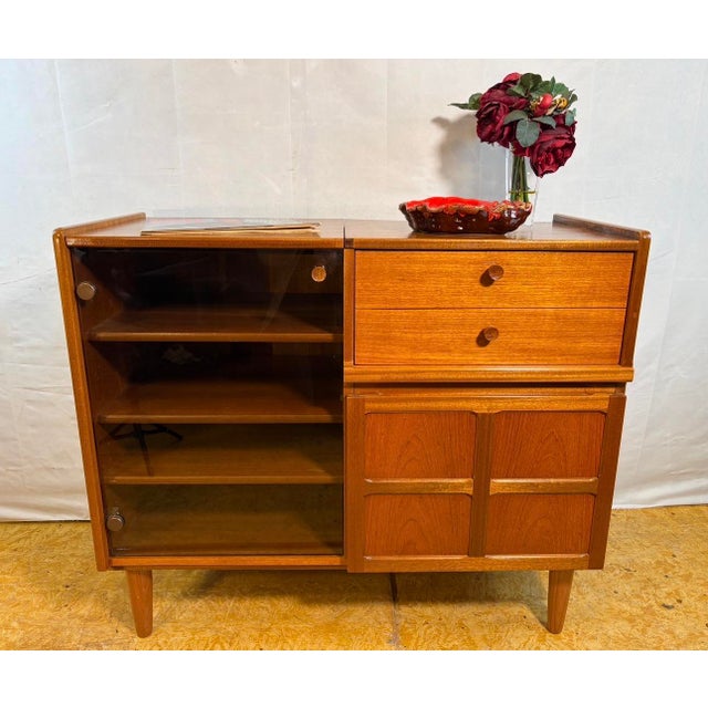 Mid century retro teak music cabinet by nathan (circa 1960) a fantastic and funky mid century modern teak music cabinet by...