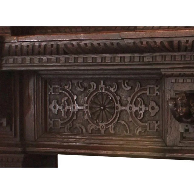 Wood Mantel Antique Chestnut German Renaissance Style For Sale - Image 7 of 8