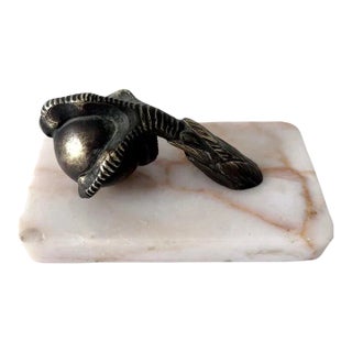 French Bronze Claw Paperweight on Marble Base For Sale