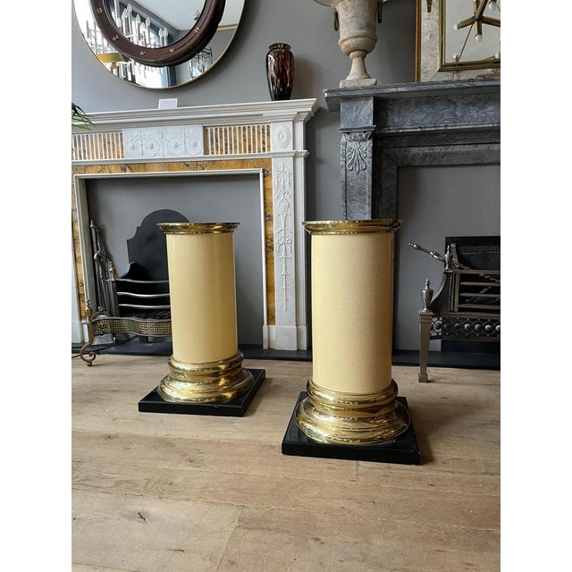 Lacquered Pedestals in Brass, 1970, Set of 2 For Sale - Image 12 of 17