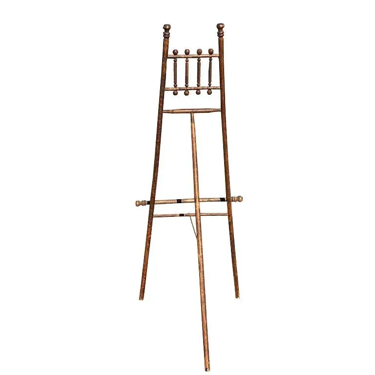 Large Antique Stick and Ball Wood Floor Easel or Painting Display
