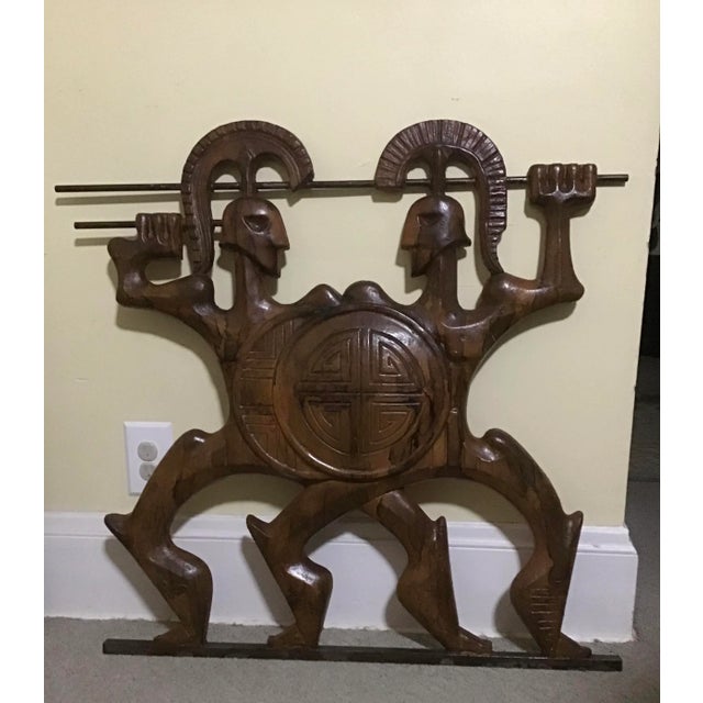 Mid-Century Modern Frederic Weinberg Sculpture Roman Gladiator Wood Look For Sale - Image 10 of 11