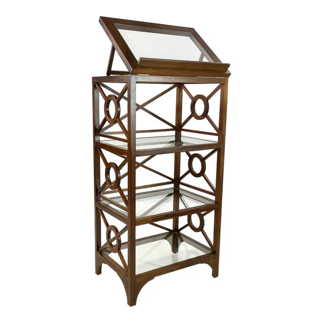 1980s Vintage Hollywood Regency Contemporary Target Design Etagere Display Case, After McGuire For Sale