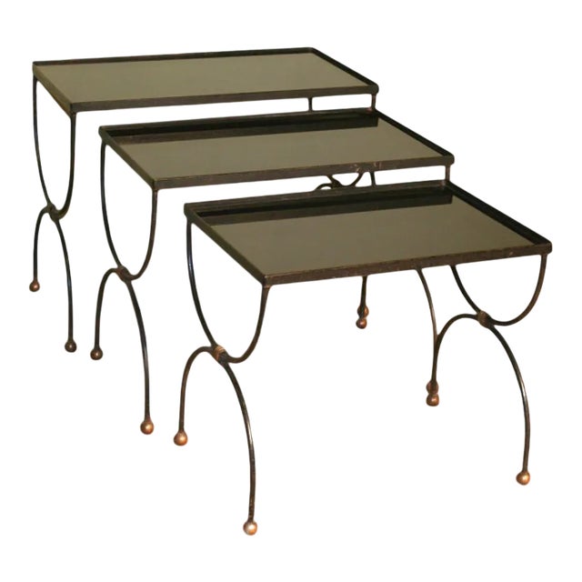 Mid-Century French Nesting Tables in the Style of Jean Royère - Set of 3 For Sale