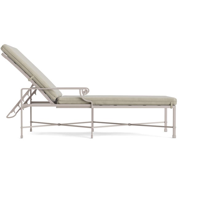 Contemporary Brown Jordan Venetian Adjustable Chaise Lounge, Dove frame with Fusion Meadow fabric For Sale - Image 3 of 11