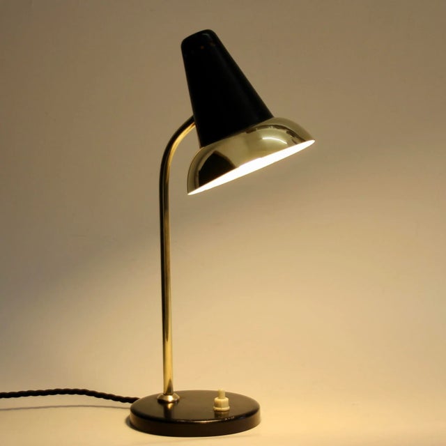 Metal Mid-Century Adjustable Brass Table Lamp attributed to Jacques Biny for Luminalité, 1950s For Sale - Image 7 of 13