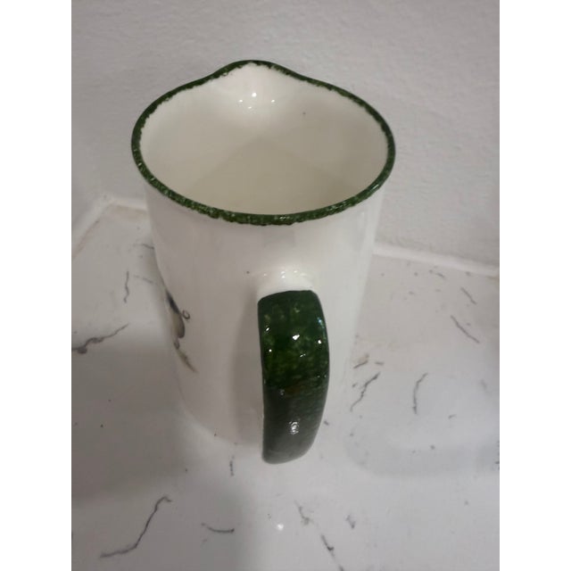 Vintage White Jug / Pitcher With a Pig on Both Sides With Green Trim From England For Sale In Dallas - Image 6 of 7