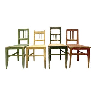 Antique French Pine Side Chairs- A Set of 4 For Sale