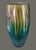 Late 20th Century Modern Tall 14'' Italian Art Glass Alcohol Ink Painted Vase Teal Gold & Silver For Sale - Image 5 of 8