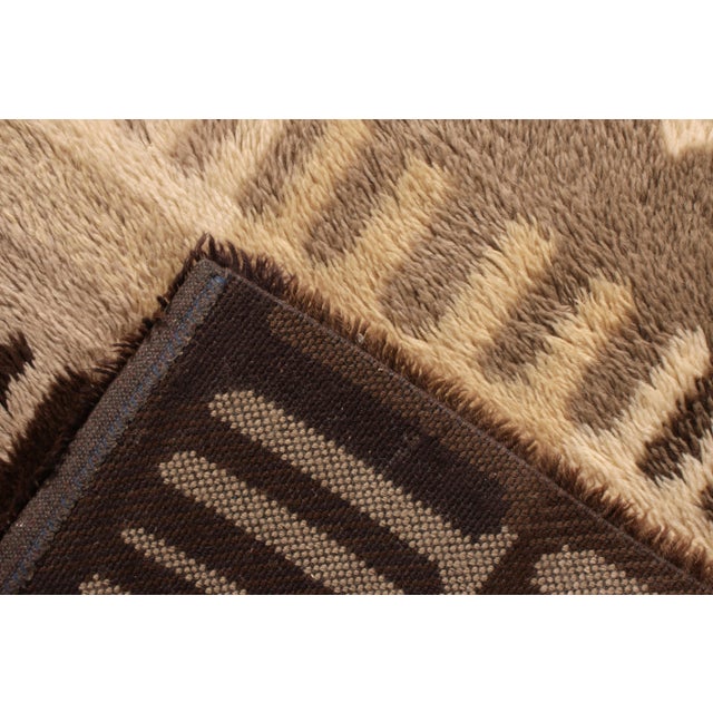 Textile 1950s Vintage Ege Rya Rug Beige Brown Mid-Century Geometric Pattern For Sale - Image 7 of 7