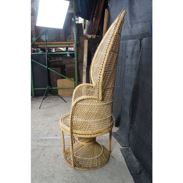 Mid-Century Modern Bamboo & Rattan Peacock Throne Accent Chair Boho Chic MCM For Sale - Image 17 of 18