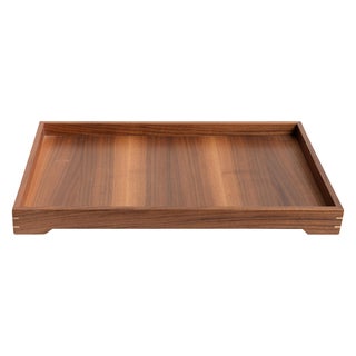 Solid Walnut Wood and Brass Tray for Serving, Barware or Display