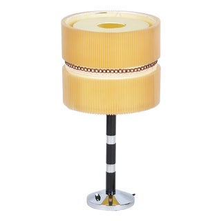 Art Deco Table Lamp in Chromed Steel, Beech and Parchment, Czech, 1940s For Sale