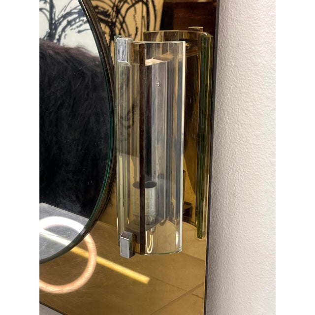 Italian Vanity or Entryway Mirror With Murano Sconces, 1960's, Veca For Sale In Los Angeles - Image 6 of 6