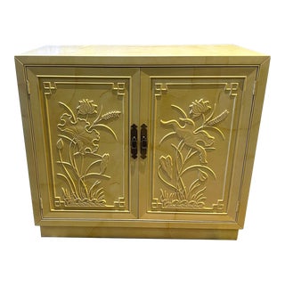 1980s Henredon Lacquered Faux Goatskin Server For Sale