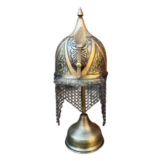 Handcrafted Brass Chainmail Helmet For Sale