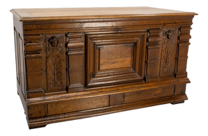 French Louis XIII Carved Oak Desk with Putti, 1880s