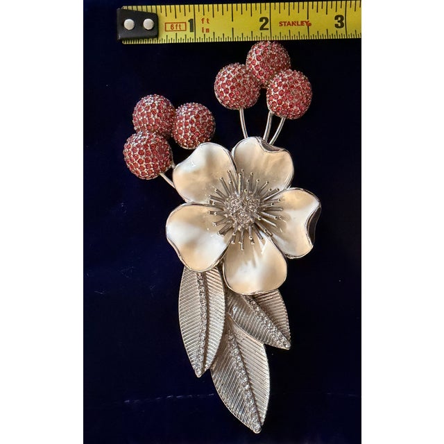 1980s Vintage 1980’s Judith Leiber XL Cherry Blossom Brooch With Swarovski Crystals For Sale - Image 5 of 18