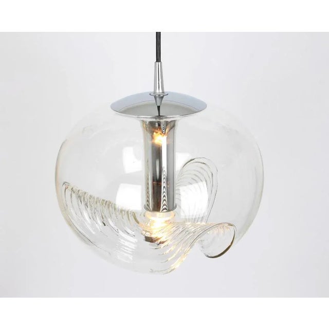 Glass Large Clear Glass Pendant Light by Koch & Lowy for Peill & Putzler, Germany, 1970s For Sale - Image 7 of 13