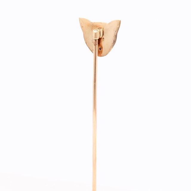 Metal Vintage 14k Gold Figural Bear Head Stickpin For Sale - Image 7 of 13