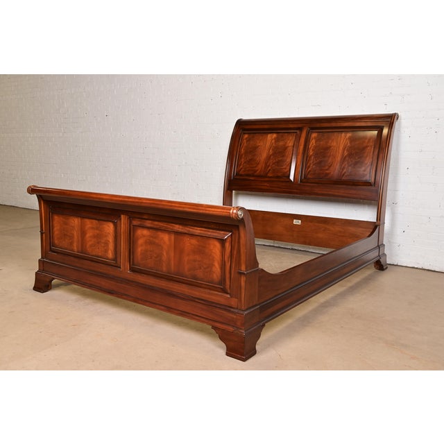 Ethan Allen French Louis Philippe Flame Mahogany Queen Size Sleigh Bed For Sale - Image 11 of 11