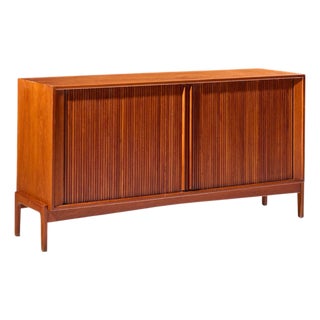 Dux Style Mid Century Walnut Tambour Door Credenza For Sale