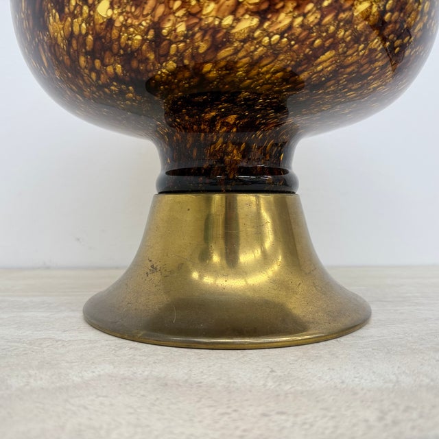 Italian Murano Glass with Brass Centerpiece Bowl, 1970s For Sale - Image 10 of 18