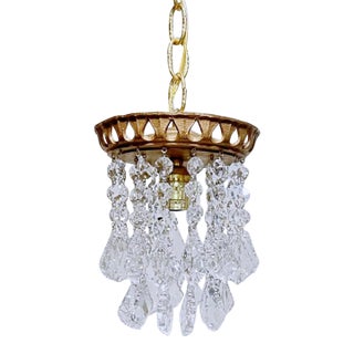 1960s Italian Brass Rim Upside Down Layered Chandelier For Sale