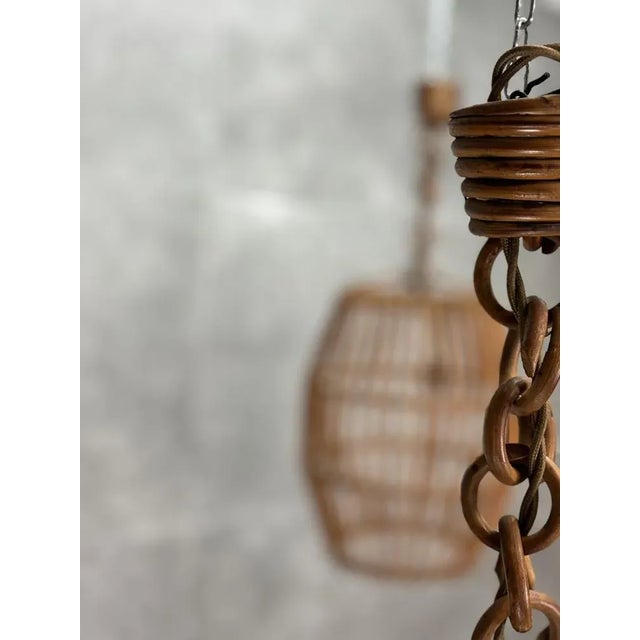 Ceiling Lamps in Wicker, 1950s, Set of 2 For Sale - Image 4 of 6