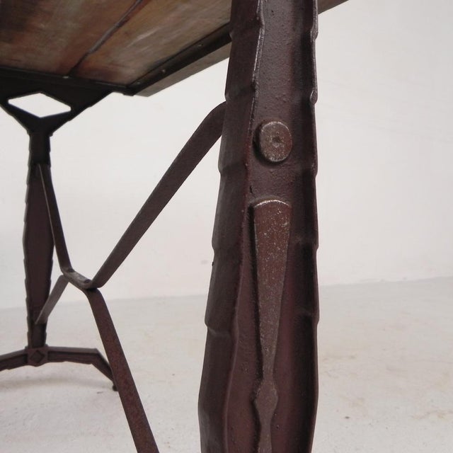 Bistro Table with Oak Top on a Cast Iron Frame, 1930s For Sale - Image 14 of 18