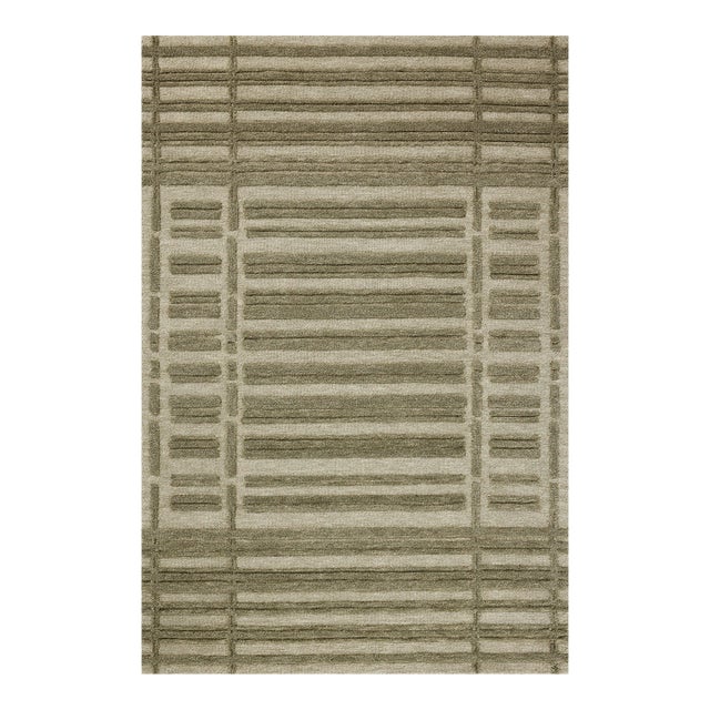 Chris Loves Julia x Loloi Bradley Sage / Olive 2'-3" x 3'-9" Accent Rug For Sale