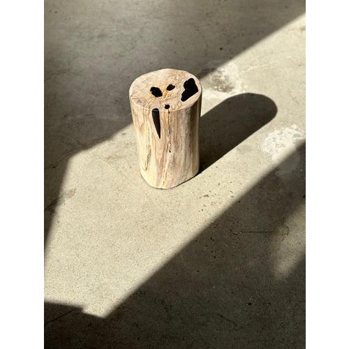 Side Table in White Petrified Wood with Black Spots For Sale - Image 9 of 18