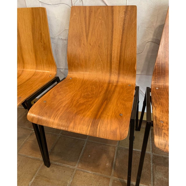Drabert Mid- Century Modern Vintage 1960’s Drabert of Germany Bent Wood Stacking Chair- Set of 4 For Sale - Image 4 of 12