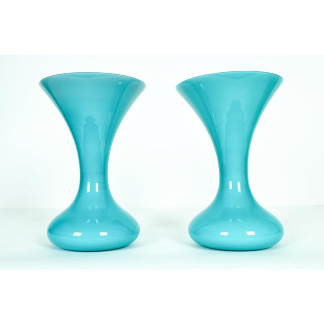 Mid 20th Century Mid Century Modern Art Deco Murano Glass Vases - a Pair For Sale - Image 5 of 5