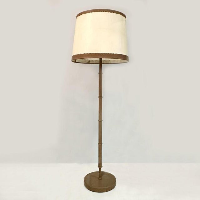 1960s Mid-Century Modern Floor Lamps in Leather and Parchment, Germany, 1960, Set of 2 For Sale - Image 5 of 10