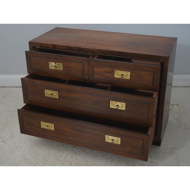 Campaign Henredon Campaign Style Oak 2 Over 2 Drawer Chest For Sale - Image 3 of 18