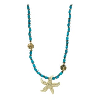 Ocean Spirit Starfish & Turquoise Choker Necklace For Sale