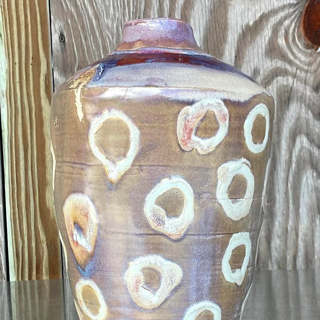 Vintage Boho Signed Studio Pottery Vase For Sale - Image 12 of 15