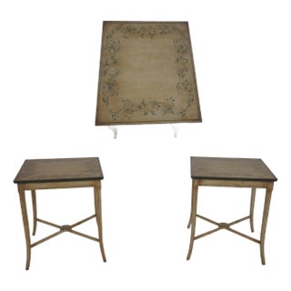 Venetian Pair of Square Crackle Paint Accent Tables For Sale