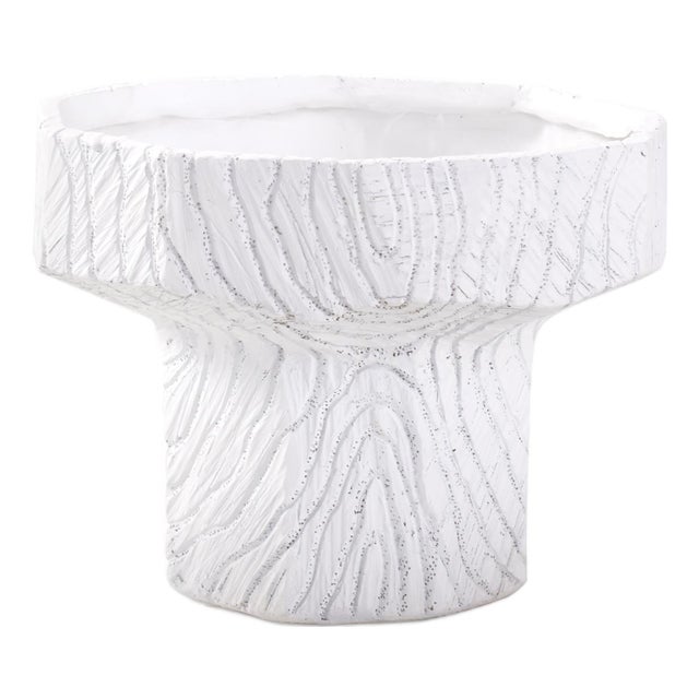 Faux Bois Tall Bowl in a White Washed Polyresin For Sale