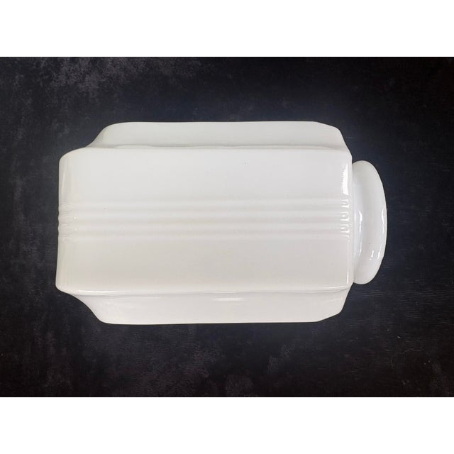 Art Deco 1930s Art Deco Streamline White Milk Glass Sconce Slip Shade For Sale - Image 3 of 9