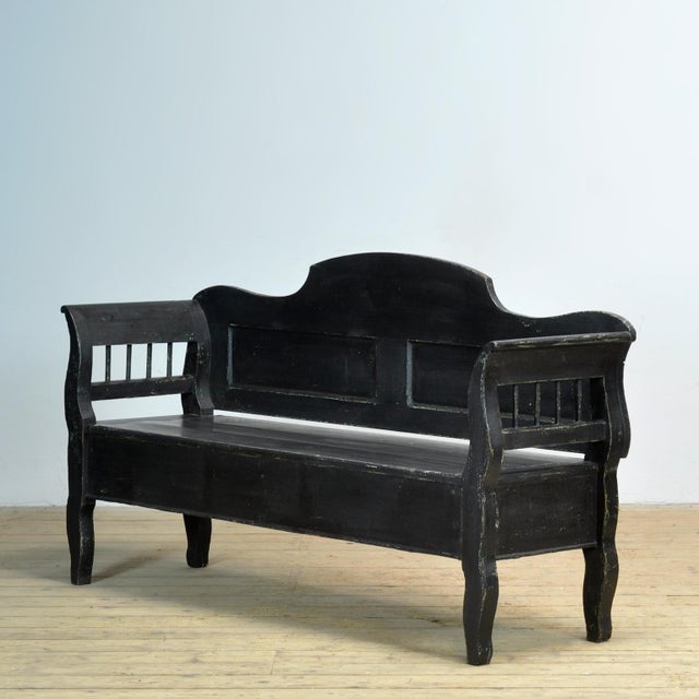 Rustic Antique Pine Drop-Top Bench, 1900s For Sale - Image 3 of 12