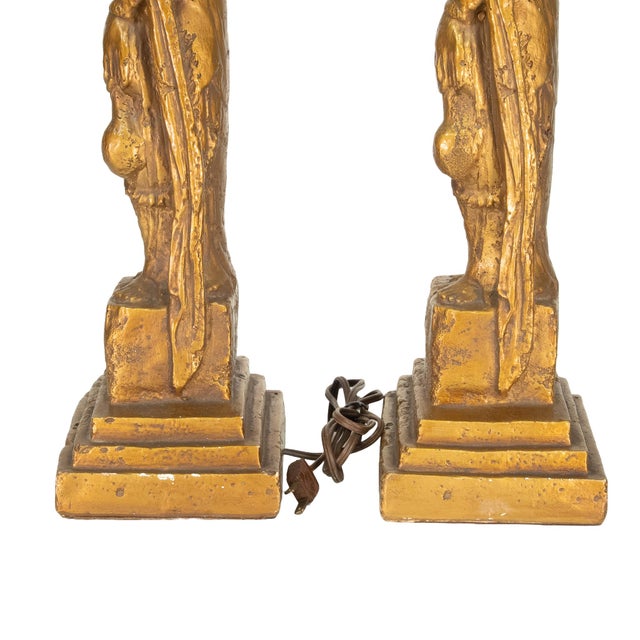 1960s Westwood Tony Paul Hollywood Regency Quan Yin Buddha Lamp Gold Gilt - A Pair For Sale - Image 12 of 12