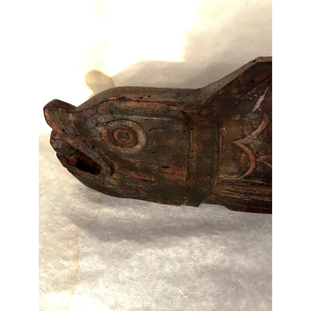 1950s Japanese Vintage Wooden Carved Fish Sign | Chairish